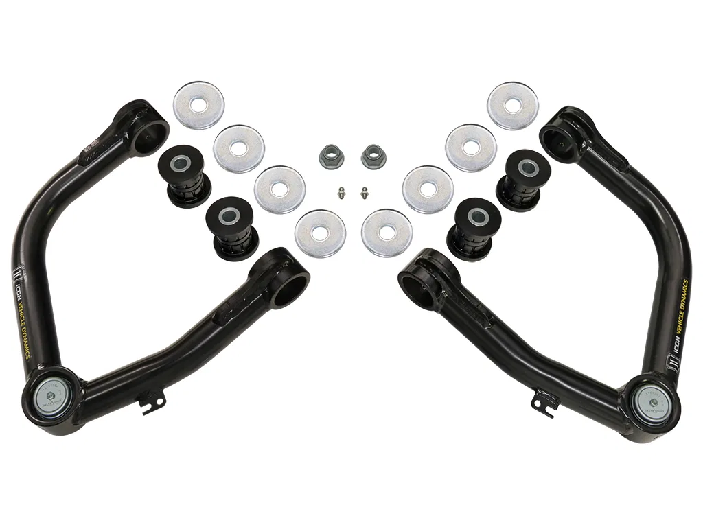 58460DJ – ICON Control Arm, Tubular Non Adjustable Black Steel Greaseable Set Of 2
